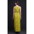 thumbnail image 2 of Bimba Leaves Ladies Crew Neck Waist String Print Maxi Dress with Side Slits Summer Wear-Large, 2 of 6