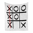 thumbnail image 1 of Xo Soft Flannel Fleece Blanket, Popular Tic Tac Toe Game Pattern Hand Drawn Design Win Victory Finish Theme, Cozy Plush for Indoor and Outdoor Use, 60" x 80", Vermilion Black White, by Ambesonne, 1 of 6