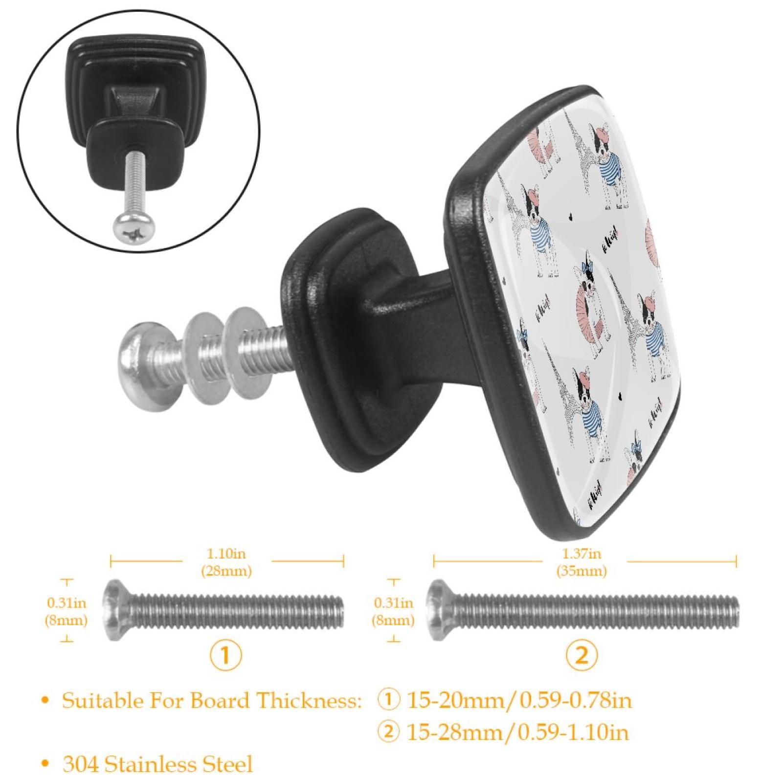 4 Pcs Cabinet Handle Drawer Pulls French Bulldog Paris Knobs with Screws Square Furniture Office Cabinet Knob Decoration