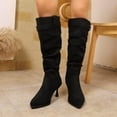 thumbnail image 4 of Dasayo Mid-Calf Women Boots Wide Calf Black Slouch Pointed Toe Dress High Heel Boots Woman Shoes 36, 4 of 9