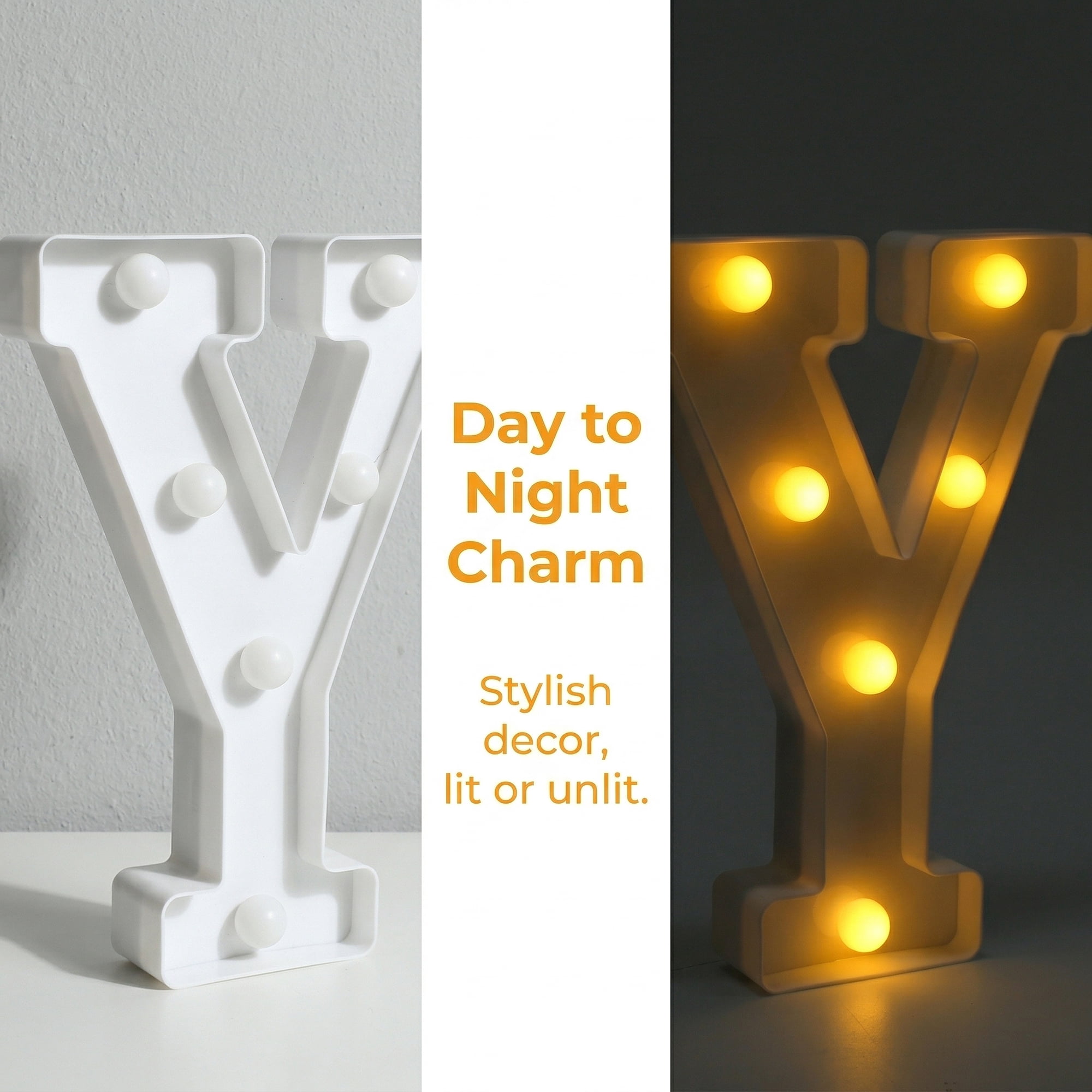 Unique Bargains Marquee Letters With Lights LED Light Up Signs Letter Y 5.5"L x 1.3"W x 8.1"H