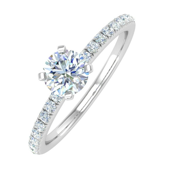 1/2 Carat Diamond Engagement Ring in 14K White Gold (Ring Size 7)