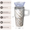 thumbnail image 3 of 20oz Double Wall Insulated Coffee Travel Mug with Handle, Geometric Design Stainless Steel Tumbler Leak-Proof with Straw, 3 of 5