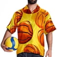 thumbnail image 4 of Basketball Men's Casual Poplin Printed Button Down Short Sleeve Summer Beach Shirts - Unisex, 4 of 6
