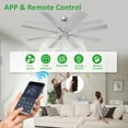 thumbnail image 5 of 66-Inch Nickel & Burlywood Ceiling Fan with no Light，8 Blades Hanging Fan with Remote & APP Control Dimmable LED Light ＆ Memory Function for Outdoor/Indoor Use, 5 of 8