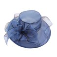 thumbnail image 2 of Summer Beach Hat for Women, Floral Organza Wide Brim Church Fascinator Lady Tea Party Sun Beach Hat Elegant Cap, 2 of 7