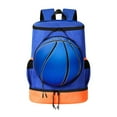 thumbnail image 3 of Mochila de baloncesto con compartimento para zapatos, bolsa de transporte, bolsa para equipo de entrenamiento deportivo con soporte para pelotas para Azul Naranja M Infantil, 3 of 10
