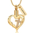thumbnail image 3 of Heart Cremation Urn Necklace for Ashes Crystal Urn Necklace for Ashes for Women Heart with Cross Cremation Necklace Jewelry Women's Souvenir Heart Shape Pendant, 3 of 8