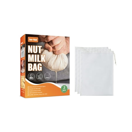 

XFLWAM Nut Milk Bag Cloth Strainer For Foods 3 Pack Organic Reusable Kitchen PREMIUM Fine Mesh Cheesecloth With Drawstrings Canning Sprouting Juicing