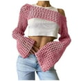 thumbnail image 1 of 2025 Pouces Col Rond Uni Paréos pour Femmes pour Maillot de Bain Tricoté Coloré Sortie de Plage pour Femmes Chandail Manches Longues Jupe de Couverture de Maillot de Bain, 1 of 5