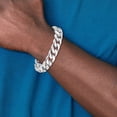 thumbnail image 4 of 14k White Gold Bracelet Chain Styles Curb Men's 13.4 mm 8 in Hand Polished Rounded Link with Box Catch Clasp, 4 of 4