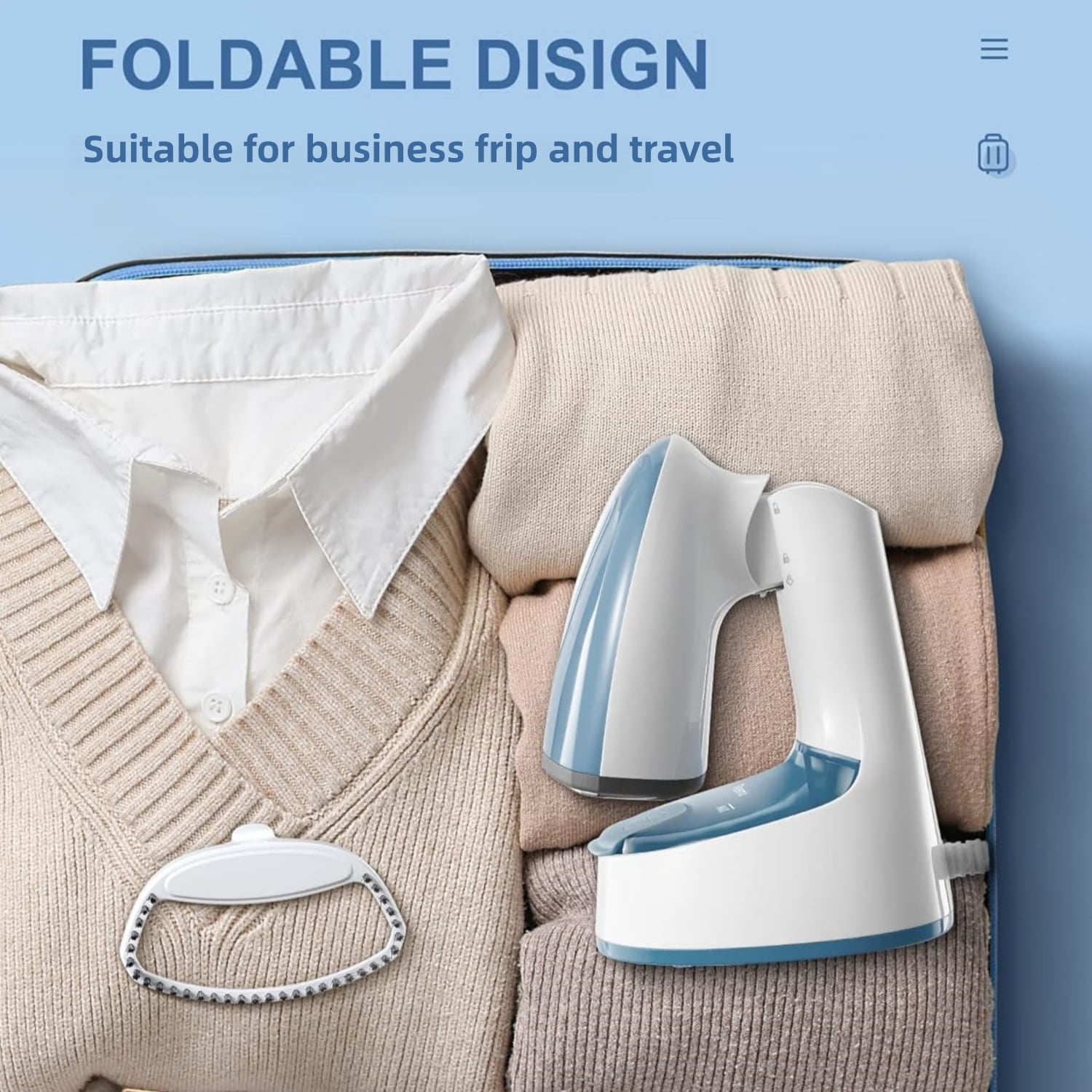 Handheld Steamer, 1200W Fast Steam in 20s, Foldable Travel Steamer Iron for Clothes, Portable for Home & Trips