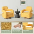 thumbnail image 4 of WestinTrends Alexandria Mid-Century Modern Sherpa Swivel Barrel Accent Chair With Storage Ottoman, Sunset Gold, 4 of 7