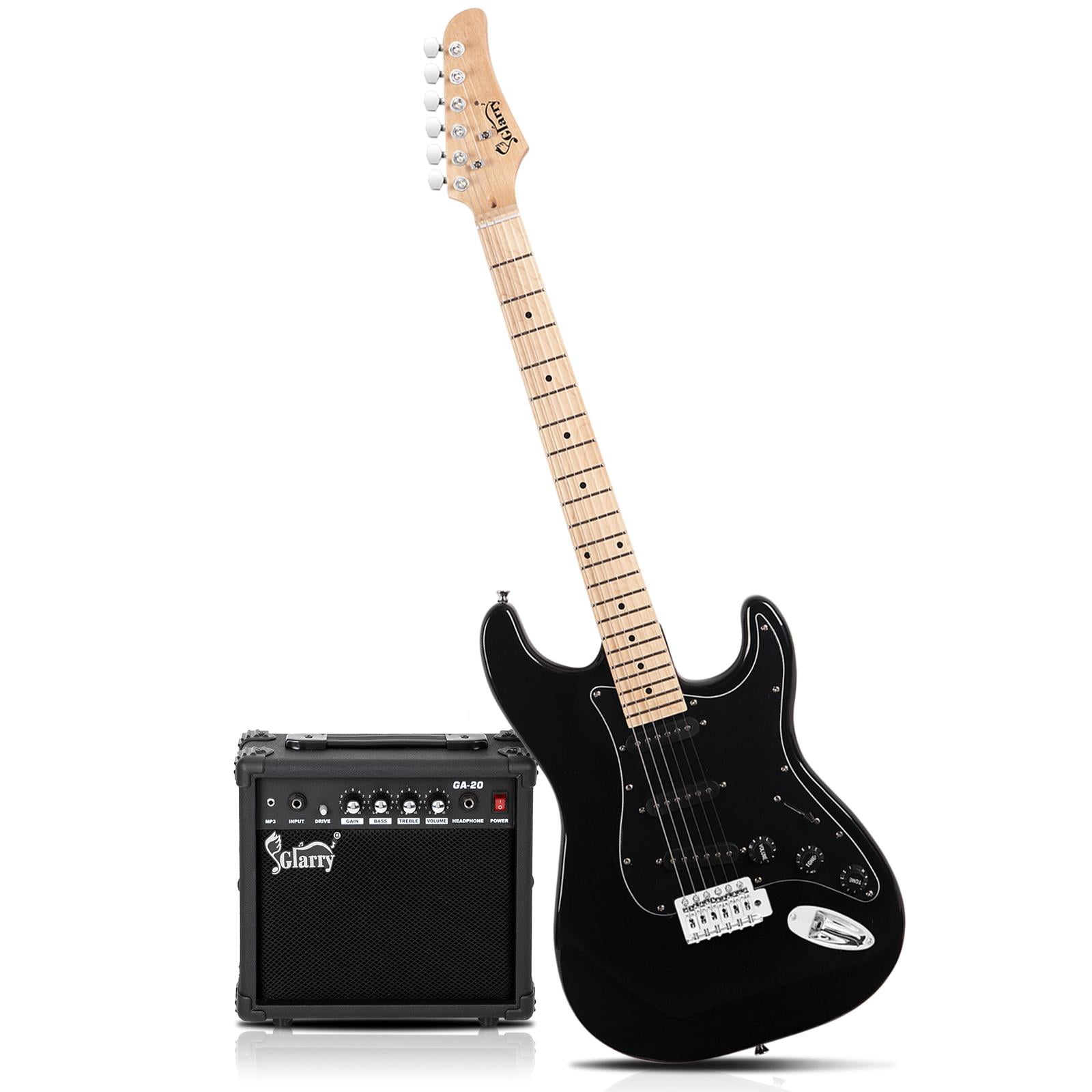 Glarry Full Size Electric Guitar for Beginner with 20W Amplifier, Black