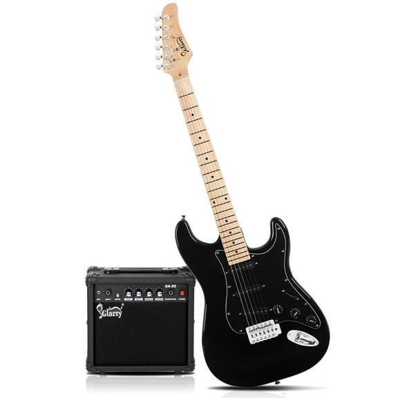 Glarry Full Size Electric Guitar for Beginner with 20W Amplifier, Black