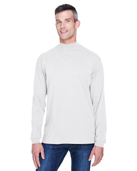 Devon \u0026 Jones D420 Adult Sueded Cotton Jersey Mock Turtleneck, White