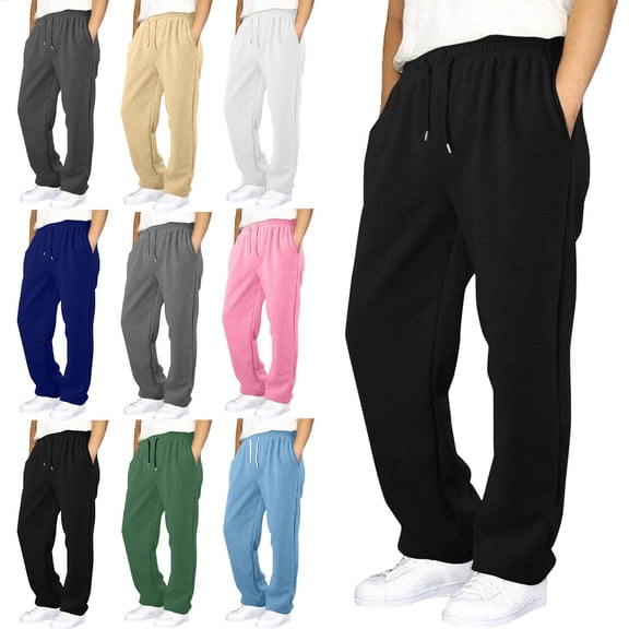 Afuyipoi Boys Fleece Sweatpants Thick Warm Winter Active Track Joggers with Pockets Size 6-15 Years Black Size 8