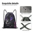 thumbnail image 4 of Fotbe Purple-Eyed Floral Leopard Bolsa Mochila con Cordón Estampada, Bolsa de Gimnasio Deportiva, Bolsa Cinch, Bolsa con Cordón para Hombres y Mujeres-Medium, 4 of 6