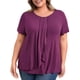 thumbnail image 1 of GRACE & GRANDEUR Blusas de Talla Grande para Mujeres con Pliegues, Manga Corta, Cuello Redondo, Casual, con Volantes, Tops de Verano 1X Burdeos Profundo, 1 of 7
