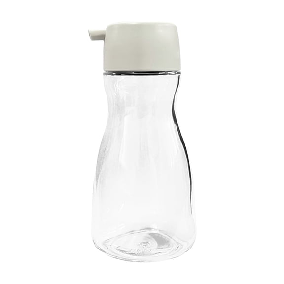 JHyouerji Glass Seasoning Bottle,White Thick Transparent Glass Press Spout Condiment Dispenser for Oil Vinegar Kitchen Countertop Storage