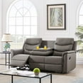 thumbnail image 1 of 3-Seater Dark Grey Polyester Recliner Sofa with 2 Cup Holders and Reversible Center Back Theater Seating Furniture Sofa Bed (Dark Grey), 1 of 6