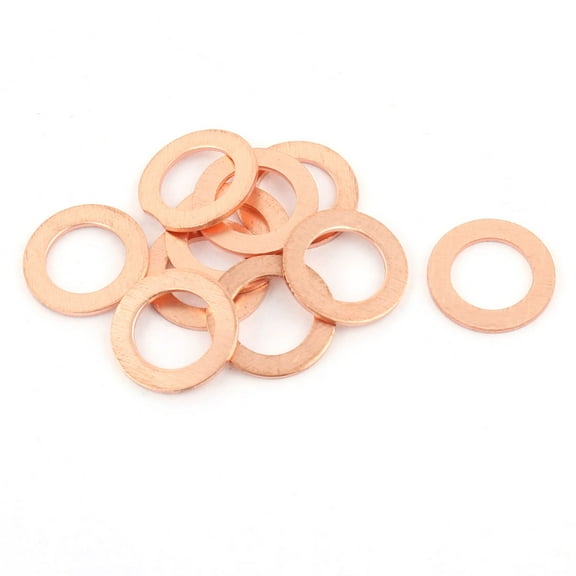 10pcs 10mm x 16mm x 1mm Flat Ring Copper Crush Washer Sealing Gasket Fastener