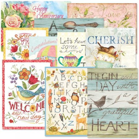 5 Pack Greeting Cards - Sentiments All Occasion Greeting Cards Value Pack - Set of 20 (10 designs), Large 5