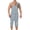 Blue, variant on Mens Denim Shorts Bib Overall Jean Romper Casual Fashion Solid Breast Pocket Denim Ripped Shorts Straight Overalls