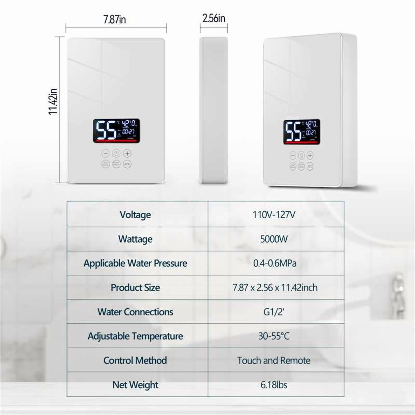 Electric Tankless Water Heater, 5000W Instant Hot Water Heater with Handheld Shower Head and Hose Set, LED Touch Screen Switch and Remote control Water Heater for Bathroom Kitchen