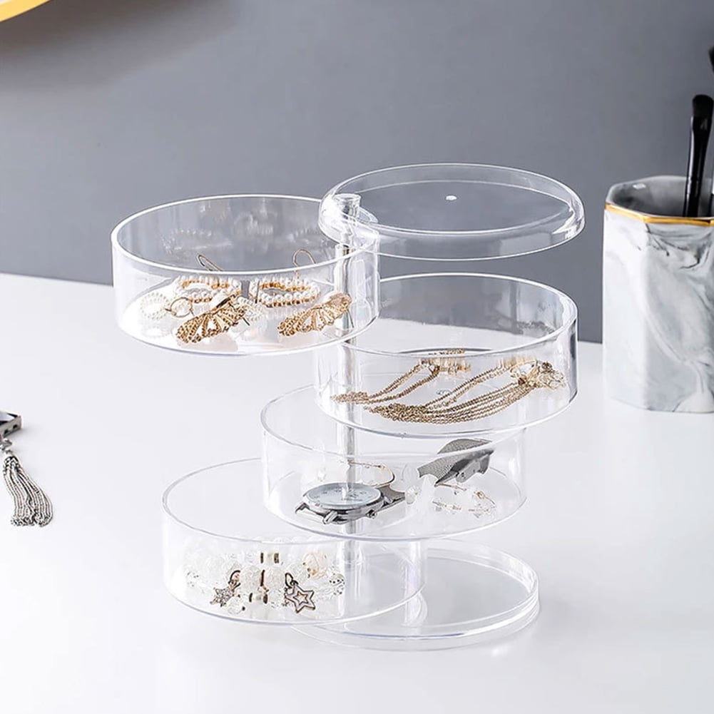 KYAIGUO 6.85x4.57inch Jewelry Organize Plastic Desktop Organizer,Practical Rotating Jewelry Organizer