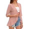 thumbnail image 3 of HUBERY Women Open Front Eyelet 3/4 Sleeve Ruffles Solid Color Cardigan, 3 of 7