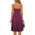 thumbnail image 3 of MIUOWANP Women's Halter Dresses for Summer Solid Color Sexy Sleeveless V-neck Dress Pleated Dress Size M(6)Wine, 3 of 7