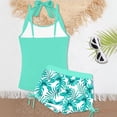 thumbnail image 4 of Linfrsh Girls' Two-piece Asymmetrical Bikini Swimsuit, Sizes 4-16(Mint Green,7-8 Years), 4 of 8