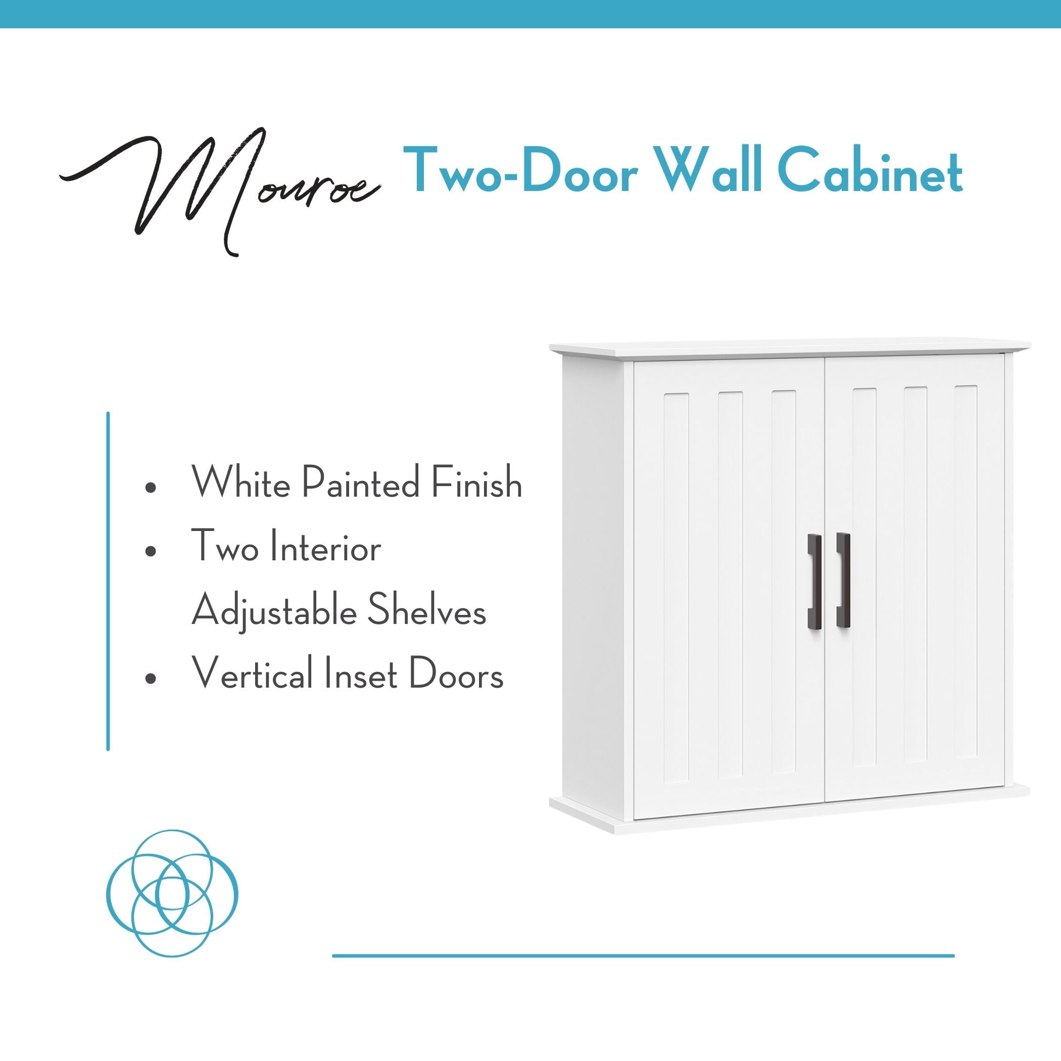 RiverRidge Monroe 2-Door Bathroom Medicine Cabinet Laundry Wall Shelf Storage - White
