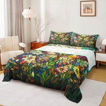Castle Fairy Floral Butterfly Queen Sheet Sets for Adults Female,Exotic Style Bed Set