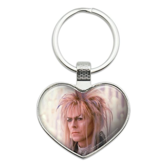 David Bowie As Jareth From The Labyrinth Candles Background Heart Love Metal Keychain Key Chain Ring