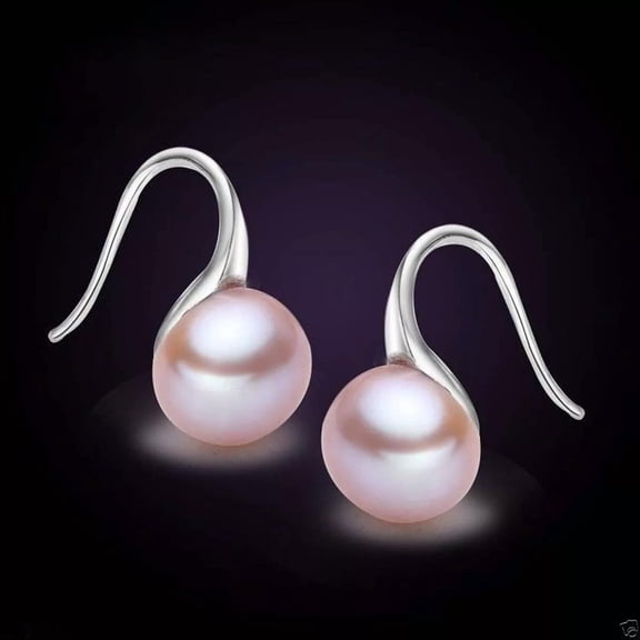 K-KED Beautiful Natural Pink 6-7mm Freshwater Pearl Silver Hook Dangle Earrings