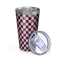 thumbnail image 2 of 16oz Tumblers Black and Pink Checkerboard Pattern Stainless Steel Vacuum Insulated Double Wall Travel Tumbler Cups Mug with Lid and Straw,Cleaning Brush for Coffee,Tea, 2 of 4