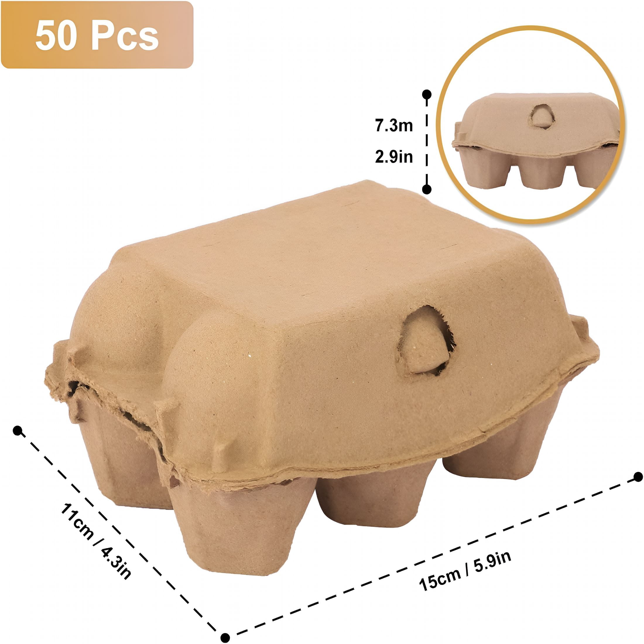 ACDANC 100 Pieces Natural Material Empty Egg Cartons,Each Holds 6 Fiber Egg Carton for Home,Farm,Market,Camping,Picnic,Travel,Reusable