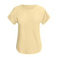 thumbnail image 5 of Women Casual Solid Color Blouse Jacquard Hollow Short Sleeved Top Compression Shirts Women Long Sleeve Women Long Sleeve Tee Shirt T Shirts Short Sleeve for Women Turtle Neck T Shirts for Women Shirts, 5 of 5