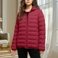thumbnail image 4 of Women's Puffer Jacket Lightweight down Quilted Zip up Slim Winter Coat for Women with Hood & Pockets (XXS, Wine), 4 of 5