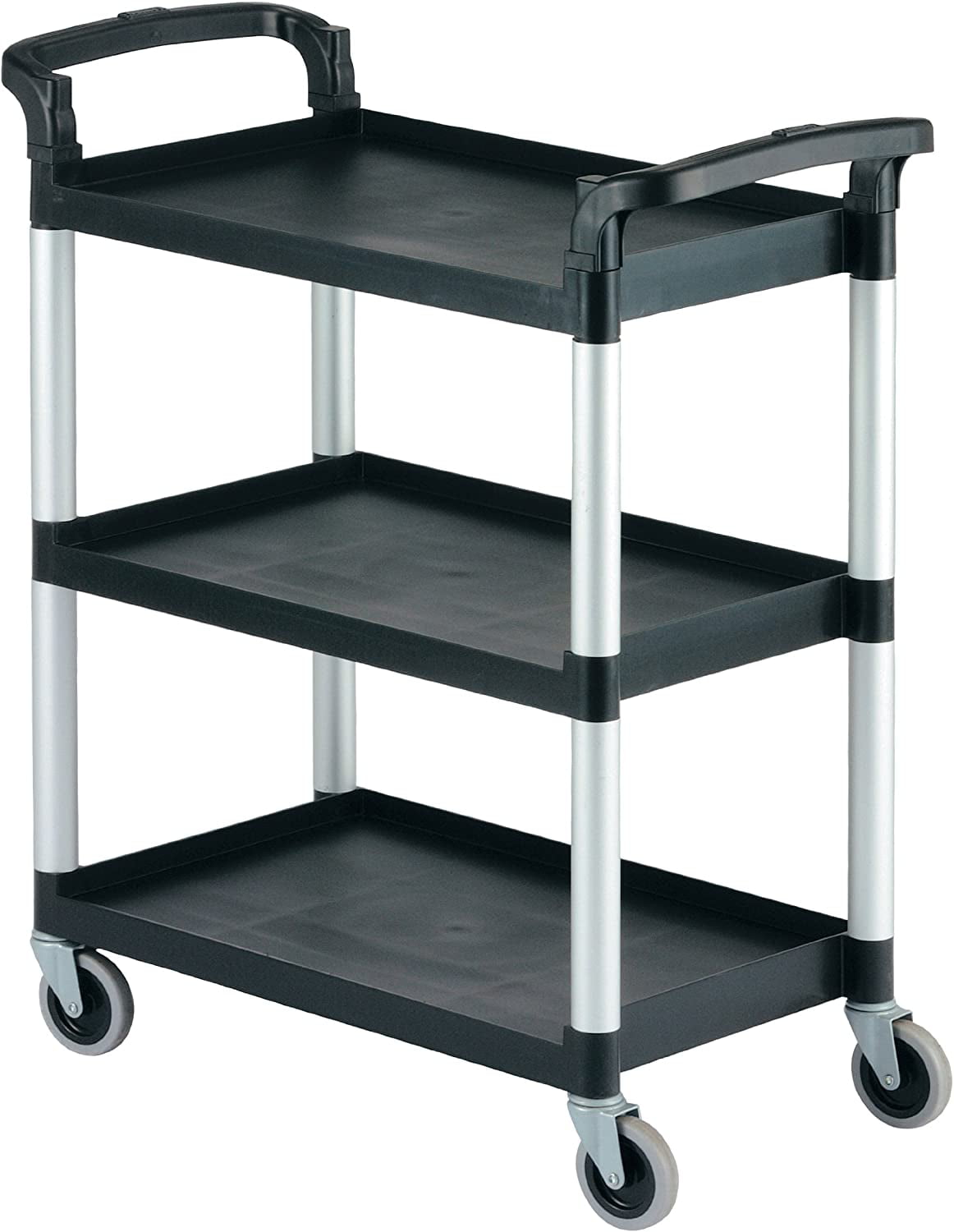MaxWorks 80774 3-Shelf Utility Plastic Cart with Wheels-225 Lbs Maximum Capacity 