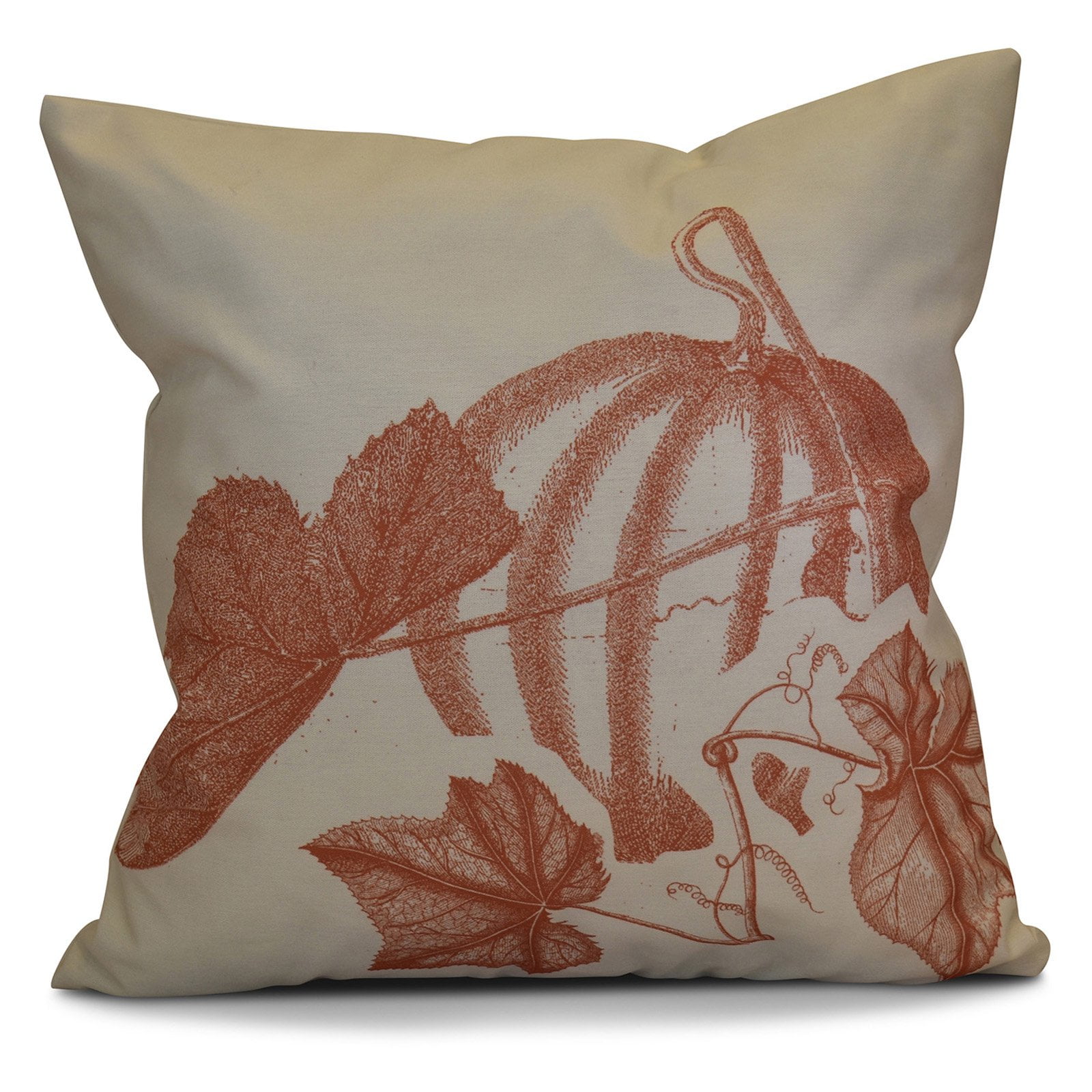 Simply Daisy Antique Pumpkin Floral Print Outdoor Pillow