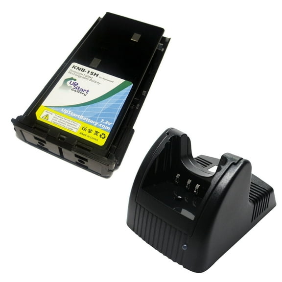 Kenwood KNB-14 Battery and Charger - Replacement for Kenwood KNB-14, KNB-15 Two-Way Radio Batteries and Chargers (1800mAh, 7.2V, NI-MH)