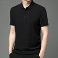 thumbnail image 2 of Wyobmus Mens Short Sleeve Turndown Collar T-Shirts Casual Solid 3 Button Up Pullover Tops,Size M-2XL B-Black, 2 of 5