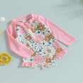thumbnail image 3 of QJUHUNG Kid Baby Girls One Piece Swimsuit Long Sleeve Zipper Swimwear Ruffle Rashguard Bathing Suits Beachwear, 3 of 8
