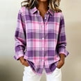 thumbnail image 5 of NominalSnug Womens Shirts Button down Long Sleeve Plaid Shirt Lightweight Business Casual Blouse Top, 5 of 8