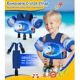 thumbnail image 6 of MoKo Kids Floaties for 13-30lbs/30-70lbs, Water Wing Swimming Training Equipment with Crotch Strap and Whistle, Blue Surf Shark, 6 of 9