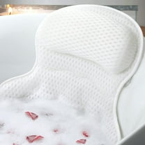 White 4D Air Mesh Bath Pillows, Neck and Back Support, Ergonomic, 6 Strong Suction Cups