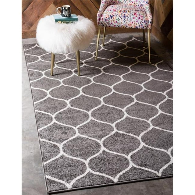 Unique Loom 3146427 Tapis Rectangulaire à Treillis Arrondi 2 x 3 Pi, Gris Foncé